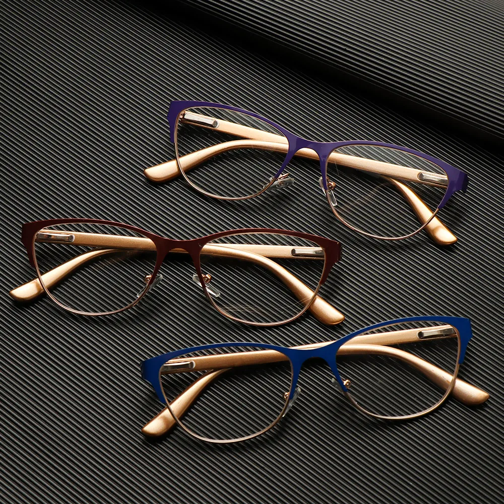 Occhiali Da Lettura Semi Senza Montatura Alla Moda Occhiali Da Vista Unisex In Metallo Cat Eye Presbiti Montature Per Occhiali Da Vista Da Donna Occhi