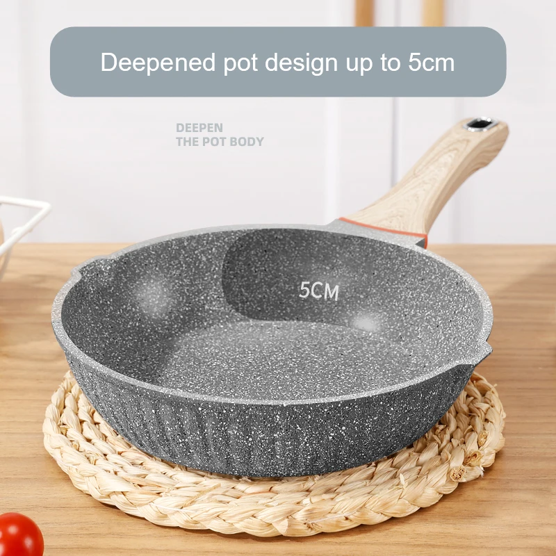 Padella Antiaderente In Pietra Medica Da 20Cm Wok Home Breakfast Pot Meno Fumo Meno Olio Pentole Antiaderenti Per Casseruola