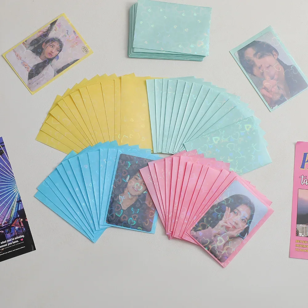 20 Pz/Set Love Heart Prints Kpop Toploader Carta Coreana Star Photocard Caover Bag Protector Idol Photo Cards Case Organizer