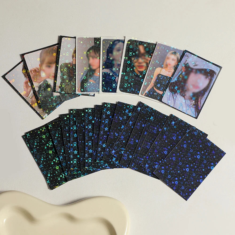 3-Inch Laser Star Glitter Photo Cards Protective Card Film Flat Card Sleeve Photo Cover Kpop Toploader Card Photocard Sleeves