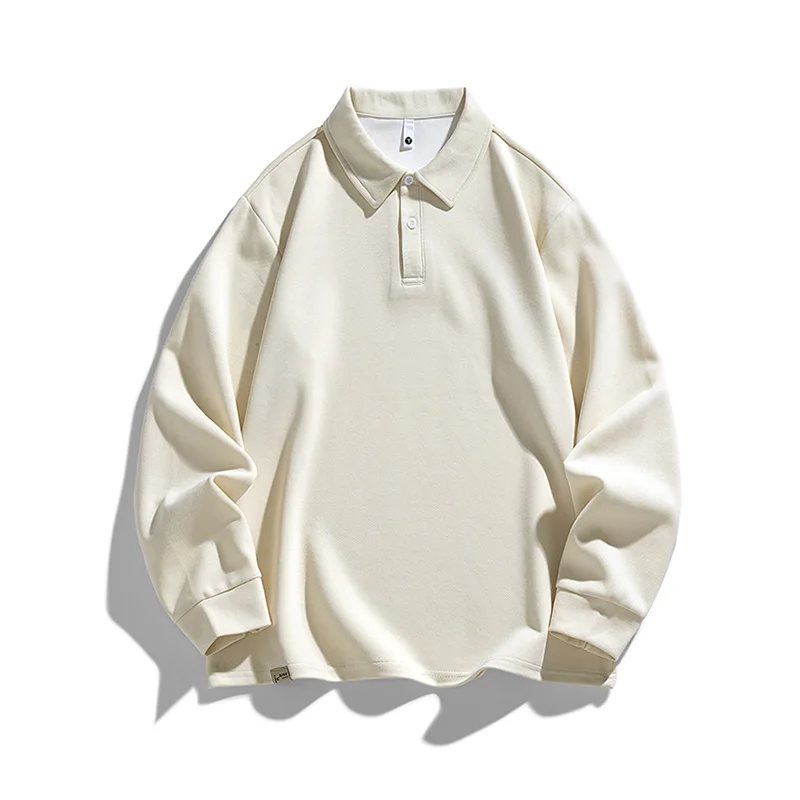 2023 Old-School Polo Tipo Manica Lunga Colletto Rovesciato Camicie Maschili Smart Business Daily Men Essential Pullover Comodo Cappotto Caldo