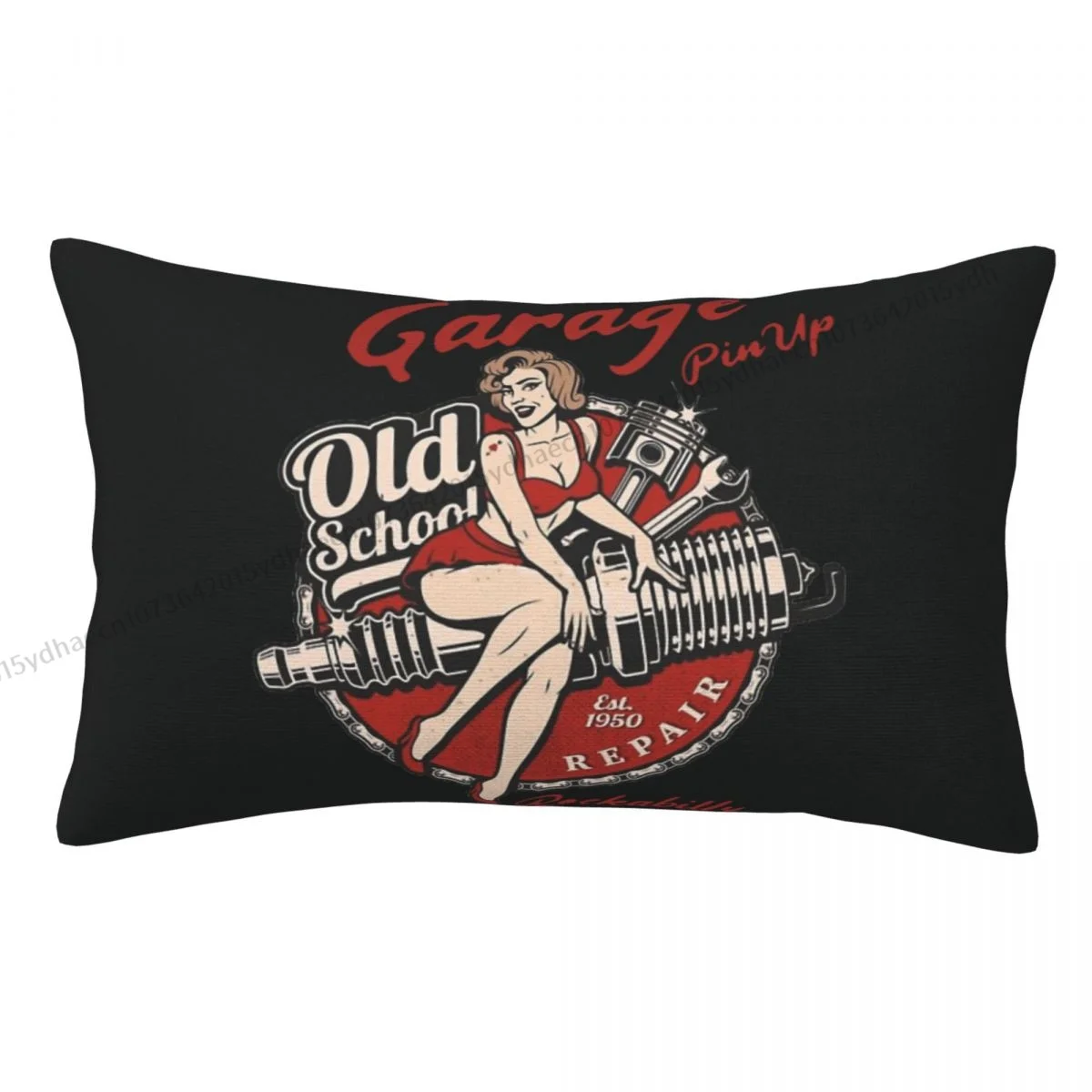 Old School Garage Pin Up Girl Essential Pillow Case Fodere Per Cuscini Home Sofa Chair Fodere Per Zaini Decorativi