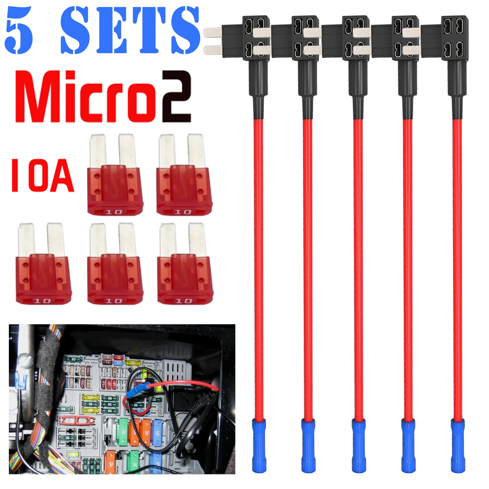 5 Pz Add-A-Circuit Auto Adattatore Micro 2 Lama Portafusibili Apt Atr Fusibili Rubinetto Micro Portafusibili Auto Fusibili Splitter Accessori