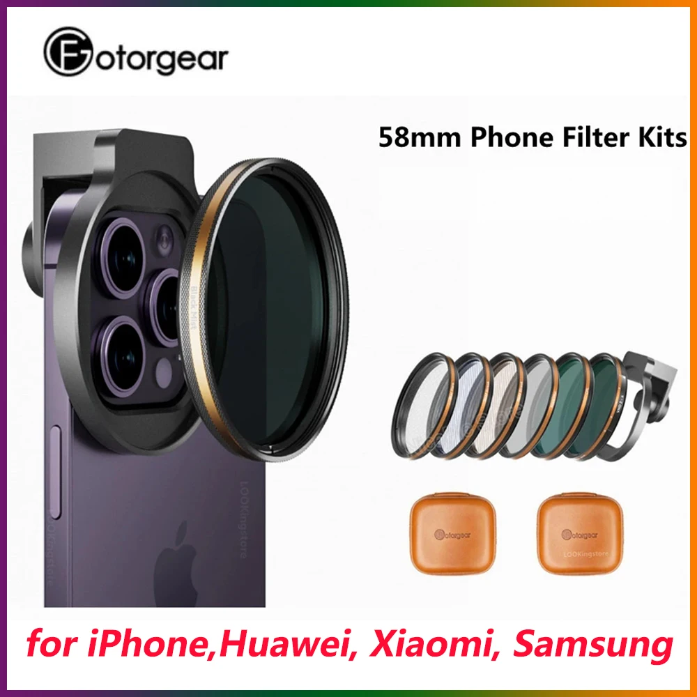 Fotorgear Kit Filtro Per Telefono Da 58Mm Cpl Star Variable Nd Filter Clip Universale Per Telefono Per Tutti Gli Smartphone Iphone,Huawei, Xiaomi