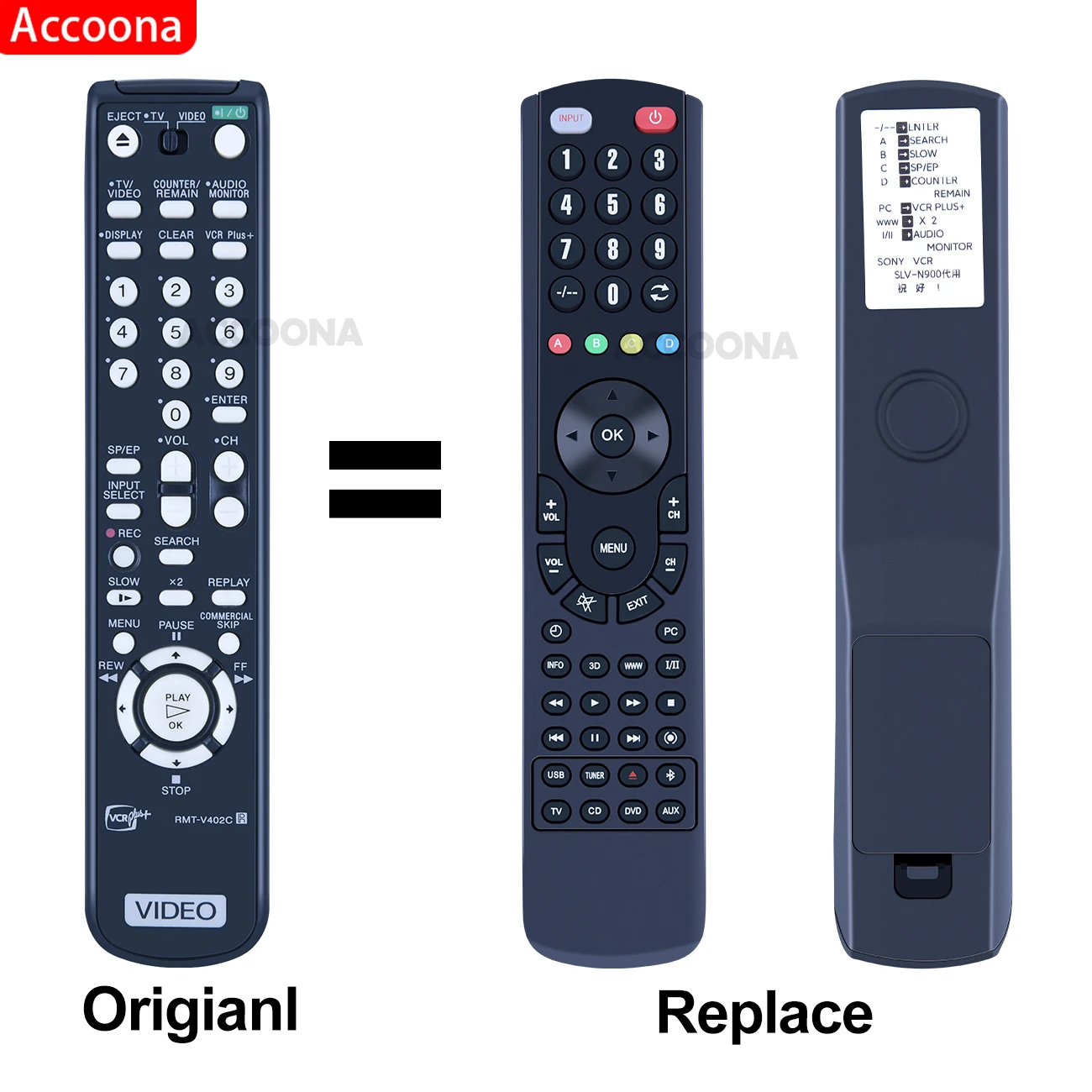 Telecomando Per Sony Rmt-V266A Rmt-V402 Rmt-V307A Rmt-V266B Rmt-V402C Videoregistratore/Vhs Slv-N900 Slv-N700 Slv-N750 Slv-N77 Slvn88