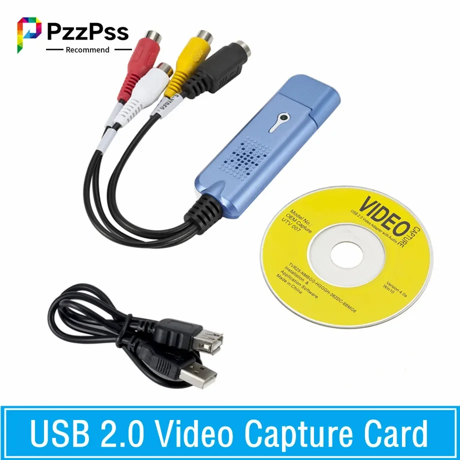 Pzzpss Portable Vhs Dc60 Dvd Video Capture Card Converter Sintonizzatore Tv Usb 2.0 Adattatore Per Scheda Di Acquisizione Audio Video Per Computer Win