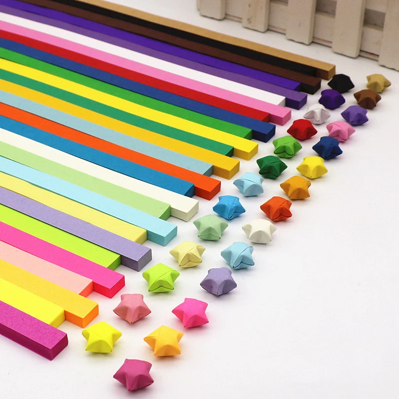 540 Fogli Lucky Origami Stars Strisce Di Carta A Doppia Faccia Origami Stars 27 Colori Decor Carta Pieghevole Per Forniture D'Arte