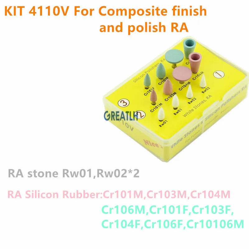 12Pcs/Kit Dental Ra Stone Polishing Silicone Disc Burs Kit For Porcelain Amalgam Metal Composite Finish Dental Polisher