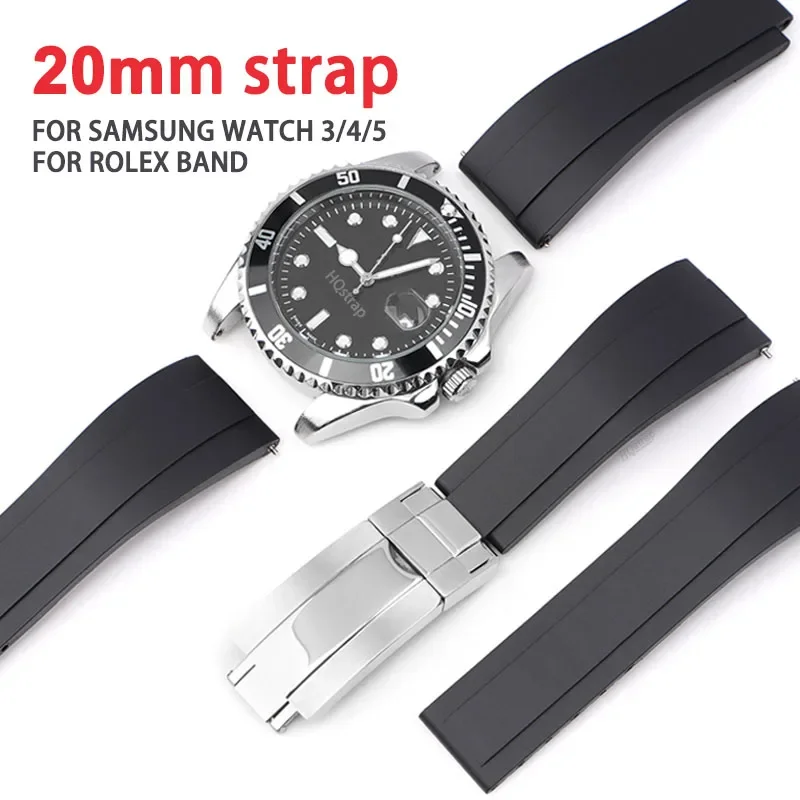 Cinturino In Silicone Di Lusso Da 20Mm Per Orologio Samsung 4 5 40Mm 44Mm Galaxy Watch6 Classic 42/46Mm Per Cinturino Per Orologio Rolex Bracciale Uni