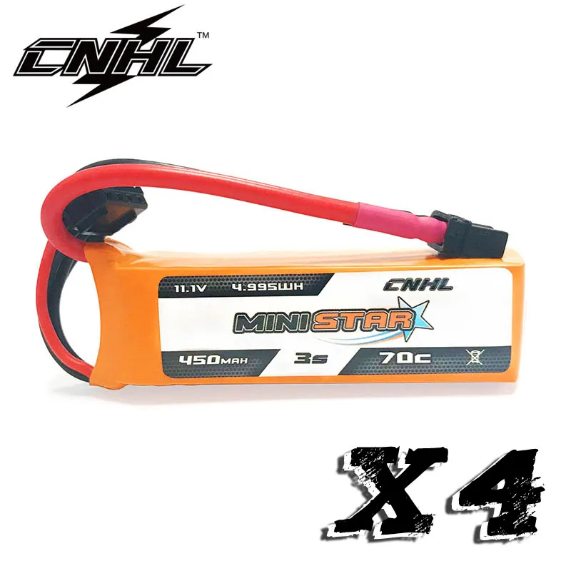 4 Pezzi Cnhl 3S 450Mah 11.1V Batteria Lipo 70C Ministar Con Spina Xt30 Per Mini Quadcopter Rc Fpv Racing Drone Drone Airplane Hobby