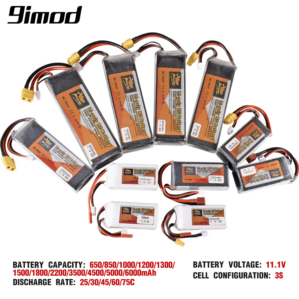 9Imod 3S Rc Lipo Batteria 11.1V 650-6000Mah 25C-75C Con Xt30 Xt60 T Spina Connettore Jst Per Rc Car Boat Fpv Drone