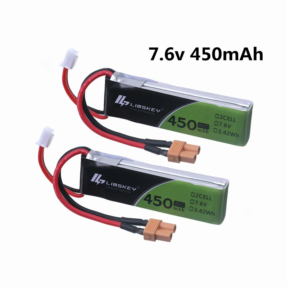 7.6V 2S 450Mah 80C/160C Hv Lipo Batteria Xt30 Spina Per Iflight Cinebee Happymodel Crux3 Betafpv Fpv Racing Drone