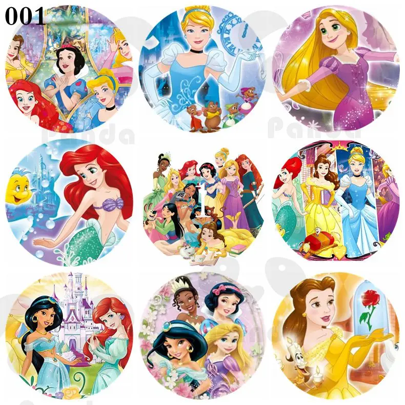 Disney Cartoon Disney Princess Kids Birthday Party Round Sticker Avvolge L'Imballaggio Dell'Etichetta