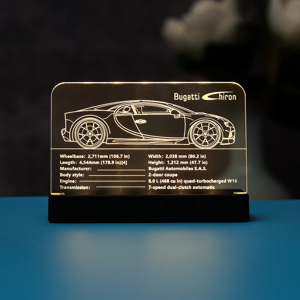 Led Light Acrilico Tabellone Segno Targa Targhetta Per Bugatti Chiron 42083 Building Blocks Mattoni Giocattoli Set