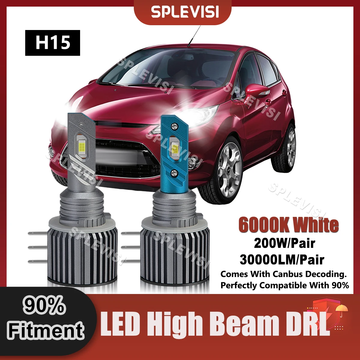 Splevisi H15 Led High Beam/Drl Day Running Light Per Ford Fiesta Vi Mk6 Fiesta Mk7 Ford Mondeo V Canbus Car Sostituire Le Lampadine