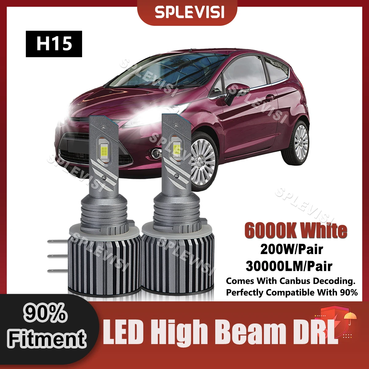 Plug And Play H15 Led High Beam/Drl Day Running Light Per Ford Fiesta Vi Mk6 Fiesta Mk7 Ford Mondeo V Canbus Car Sostituire Le Lampadine