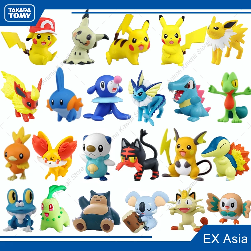 Tomy Pokemon Original Pikachu Figure Jolteon Vaporeon Flarreon Snorlax Raichu Oshawott Cyndaquil Action Toys Figure In Pvc Per Bambini