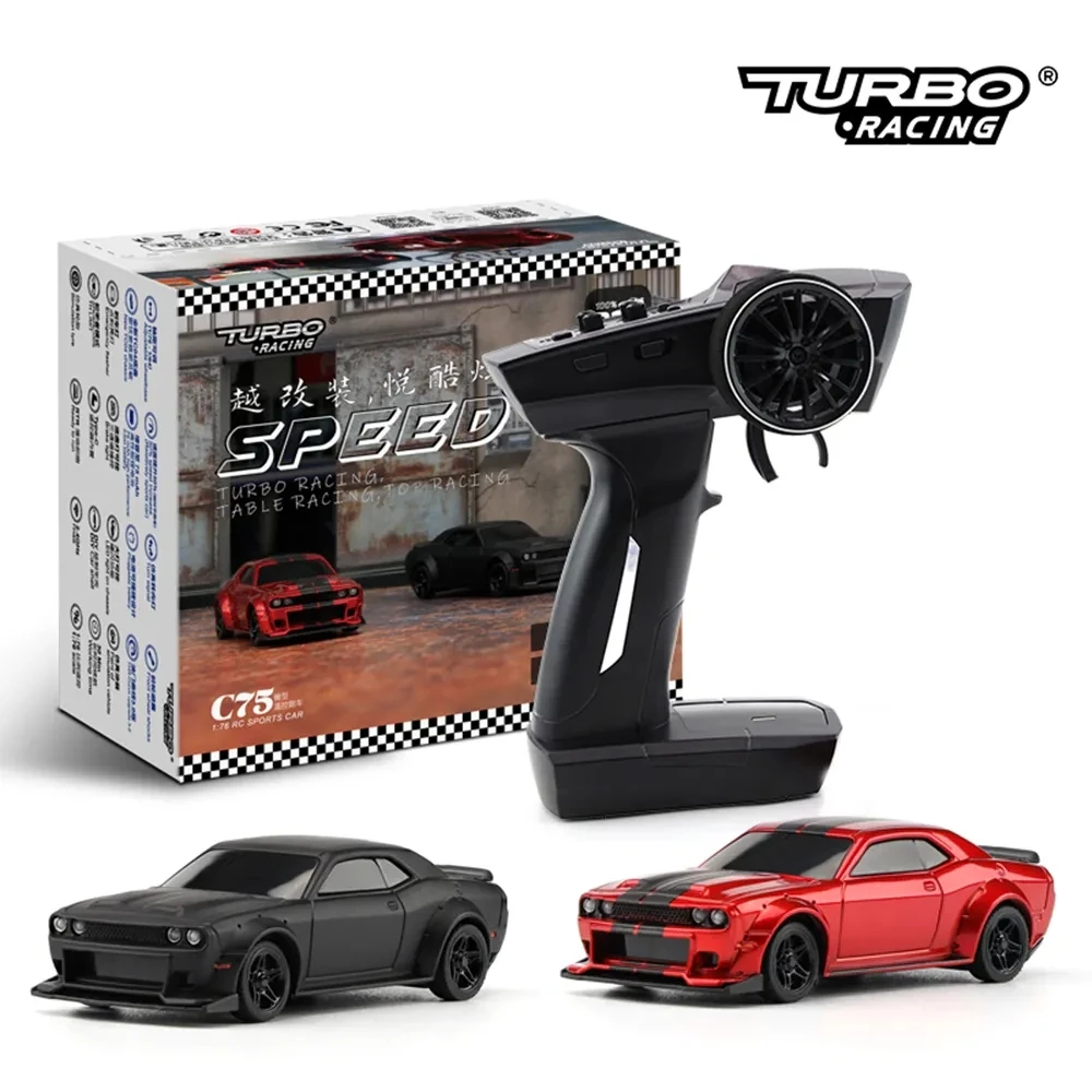 Turbo Racing 1:76 C75 Road Radio-Controlled Car Mini Full Scale Remote Control Car Toy Rtr Adatto A Bambini E Adulti