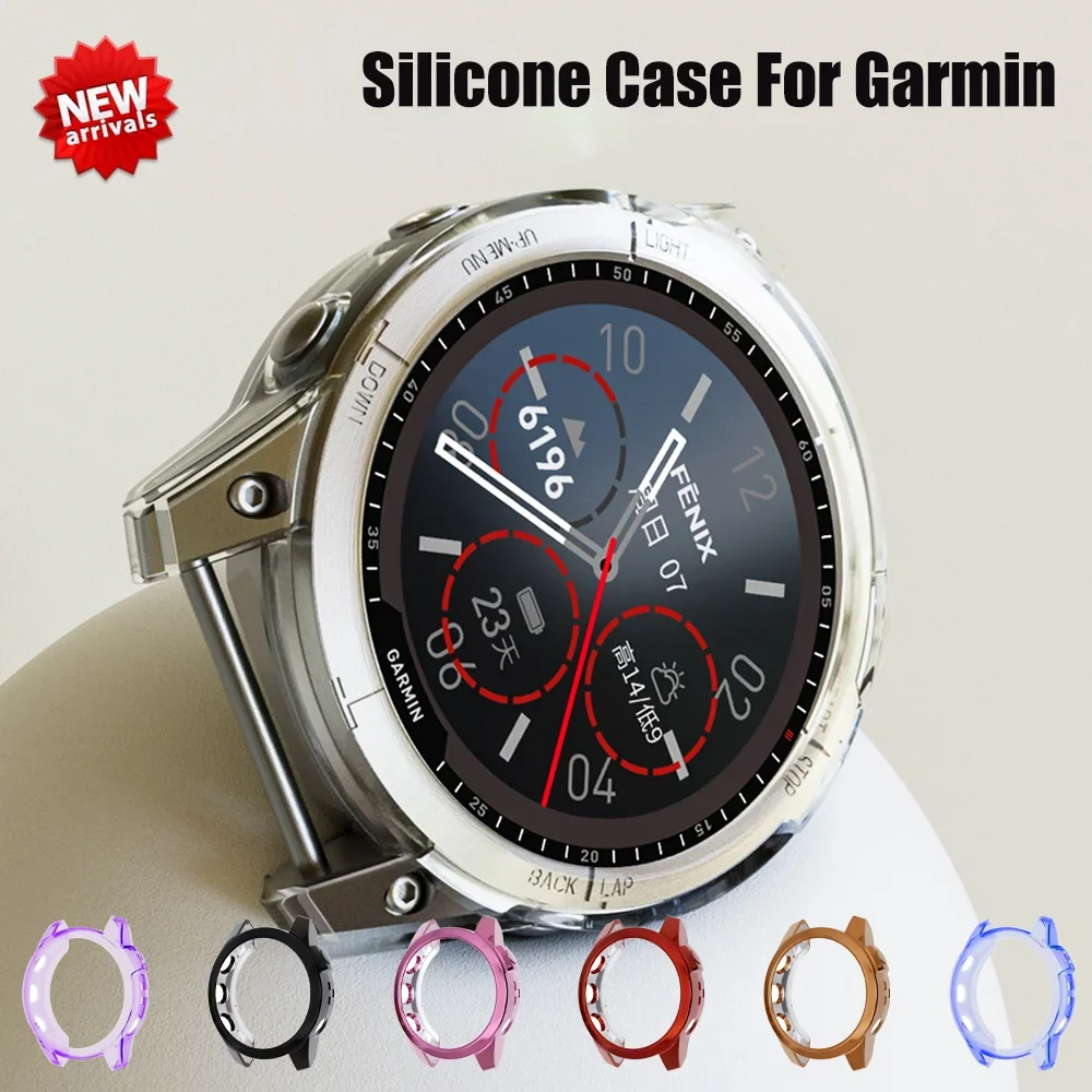 Per Garmin Fenix 7 7X7S 5 5X Custodia Protettiva In Silicone Cornice In Gomma Trasparente Smartwatch Per Garmin Fenix 7 5 Accessori Per Custodia