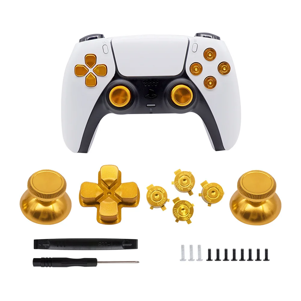 7Pcs Ps5 Alluminio Metallo D Pad Pulsanti A Proiettile Analogici Per Controller Playstation 5 Thumbsticks Sostituzione Chrome