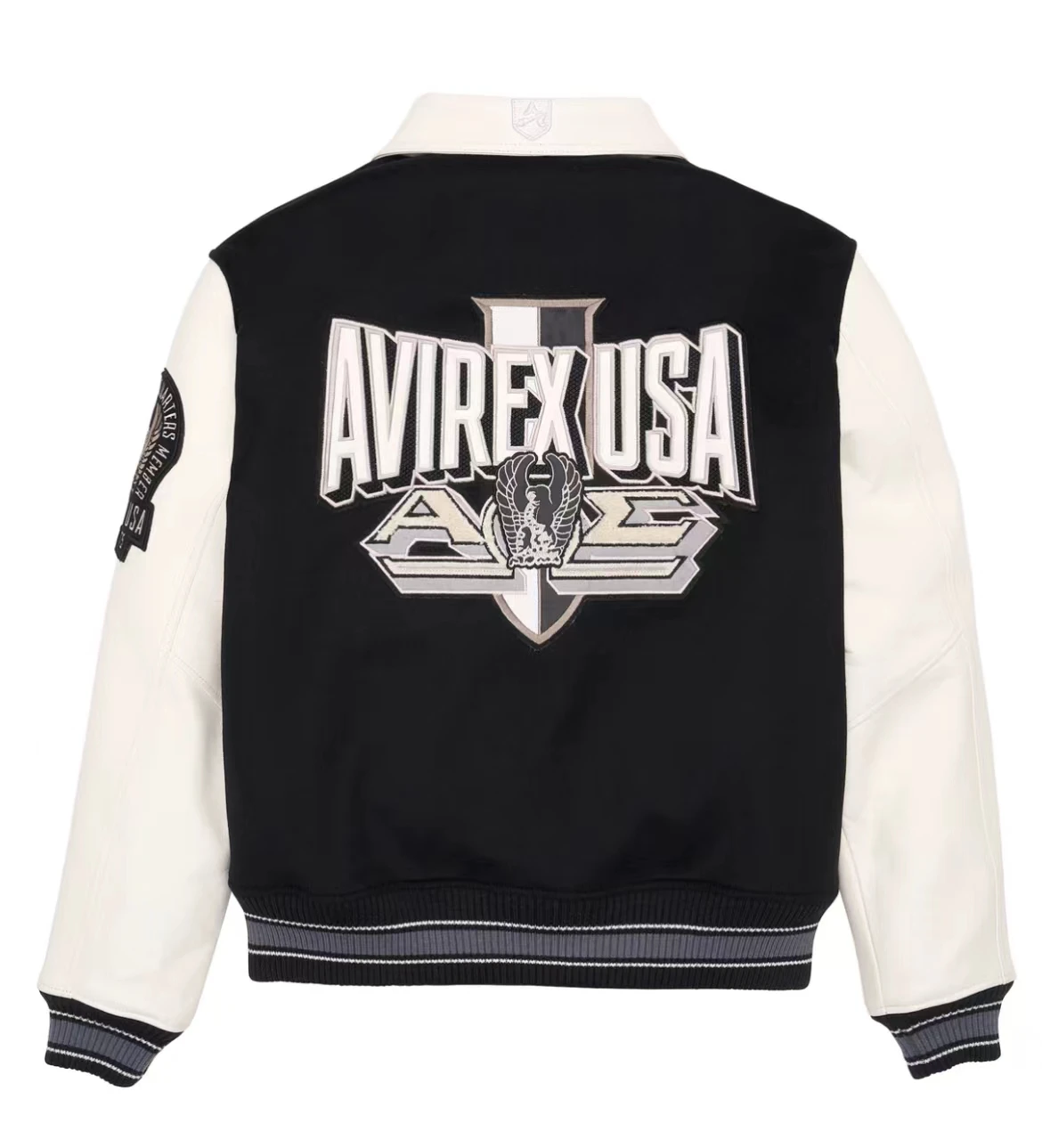 Giacca College Avirex Nuova Manica In Pelle Di Pecora Francese Patchwork Lana Merino Tweed Corpo Uomo Taglia Usa Cappotto In Pelle Ricamato Casual