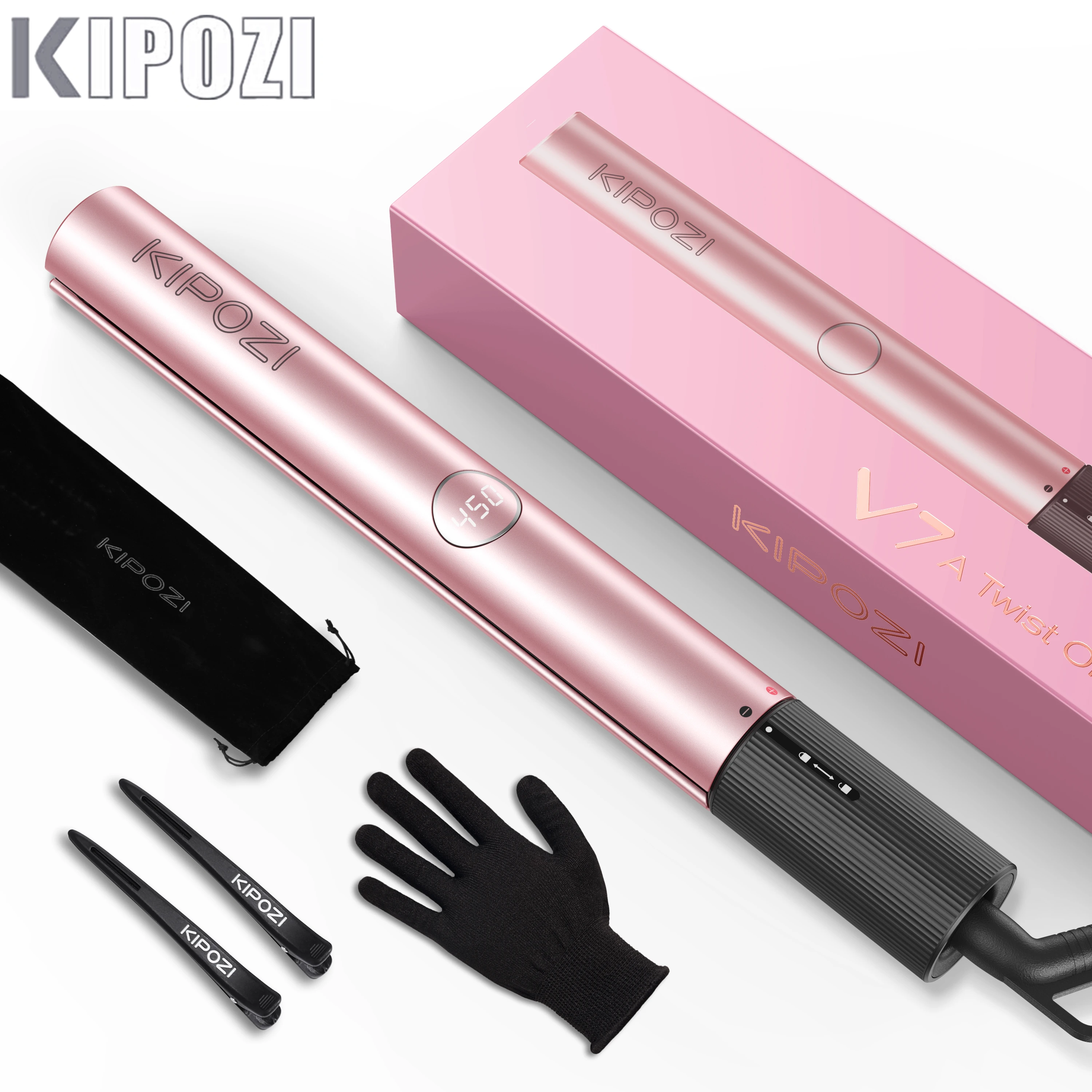 Kipozi Professional Hair Striaghtener Nano Titanium Riscaldamento Istantaneo Flat Iron 2 In 1 Strumento Per Capelli In Ferro Arricciacapelli Con Displ