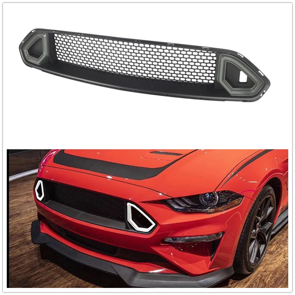 Griglia Anteriore Griglia Superiore Del Cofano Della Griglia Del Paraurti Dell'Auto Con Luce A Led Per Ford Mustang 2018-2022 Rtr Style