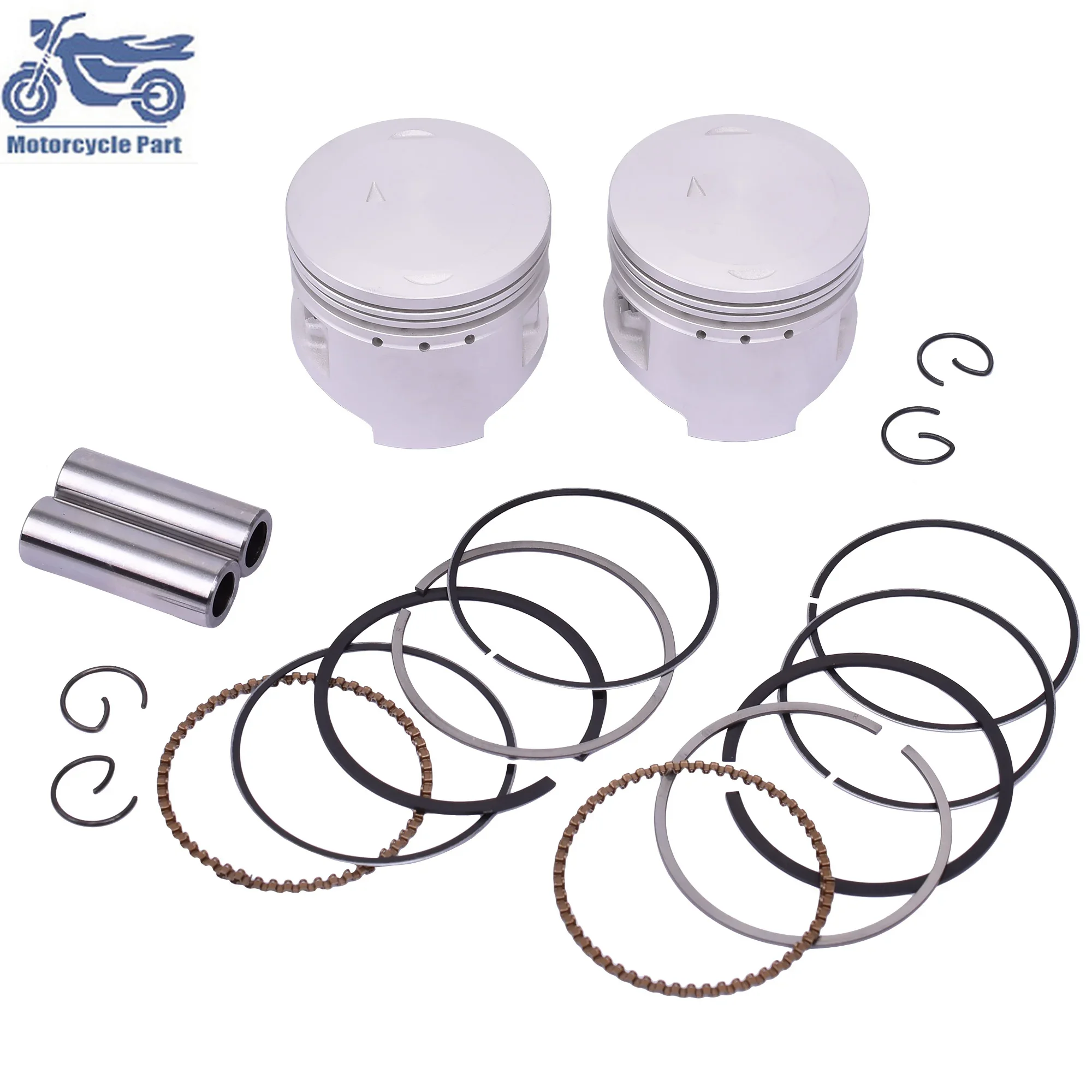 2Set 49Mm 49.25Mm 49.5Mm 49.75Mm 50Mm Std + 25 + 50 + 75 + 100 Kit Fasce Elastiche Moto Per Yamaha Xv Virago 250 Xv250K Kc Lc Mc