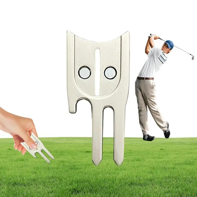 Golf Divot Fork Metal 6-In-1 Portable Divot Tool Nad Ball Marker High Durezza Ball Marker Divot Tool Durevole Golf Fork Golf