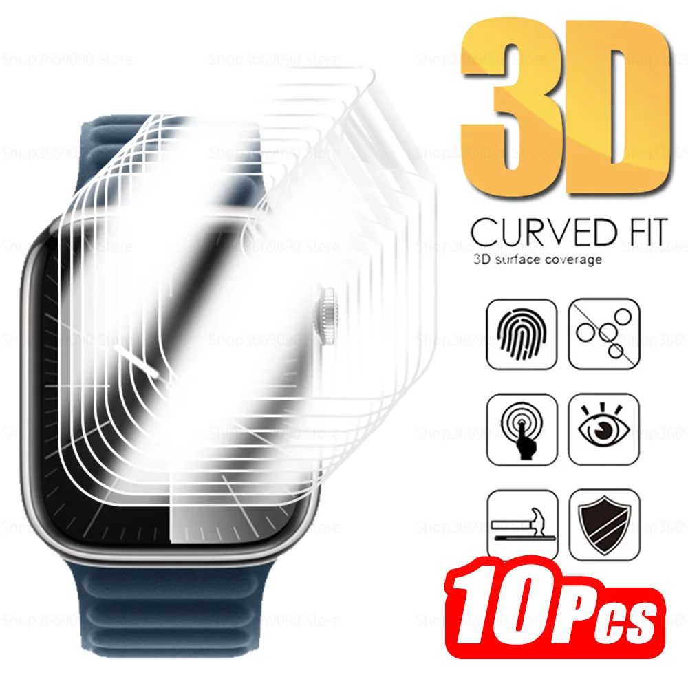 10Pcs 999D Pellicola Idrogel Morbida Curva Per Apple Watch Ultra 2 Screenprotector Per Apple Watch Series 9 Pellicola Per Watchscreen Non In Vetro