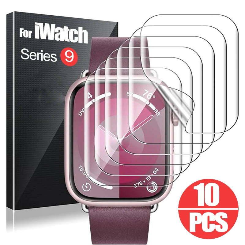 Pellicola Salvaschermo Trasparente Per Apple Watch Series 9 41Mm/45Mm Smartwatch Full Cover Soft Hydrogel Films Per Iwatch 9 Accessori