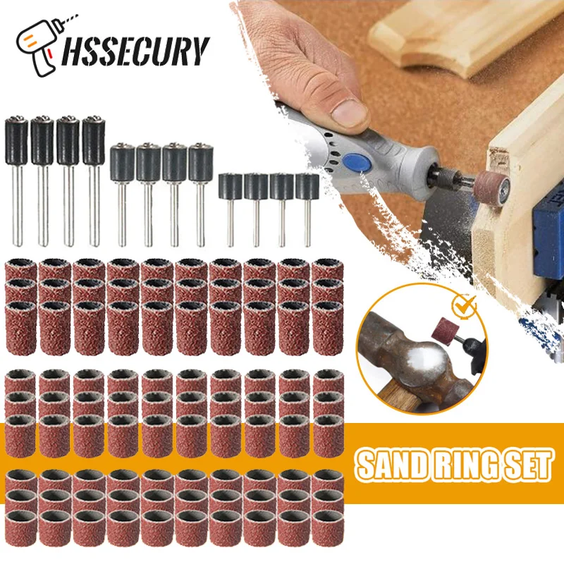 Dremel Sanding Drums Kit Sand Band 1/2 1/4 3/8 Pollici Sand Mandrini Drum 120 Grit Per La Lavorazione Del Legno Trapano Per Unghie Utensili Abrasivi R