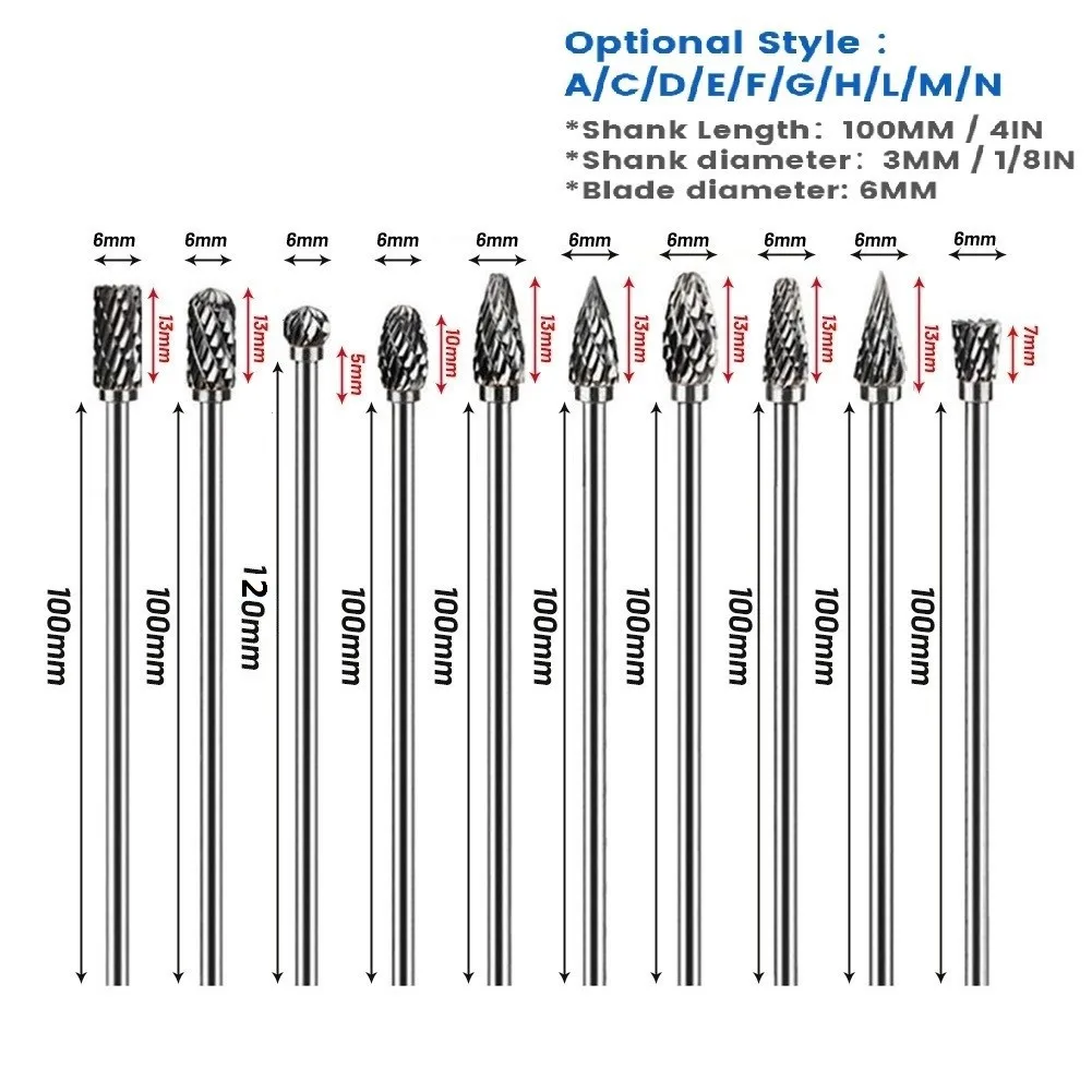 100Mm Long Reach Rotary Burr Double Cut Carburo Di Tungsteno Carving Bit 3Mm Shank Dremel Accessori Festool Dremel Chainsaw Dspiae