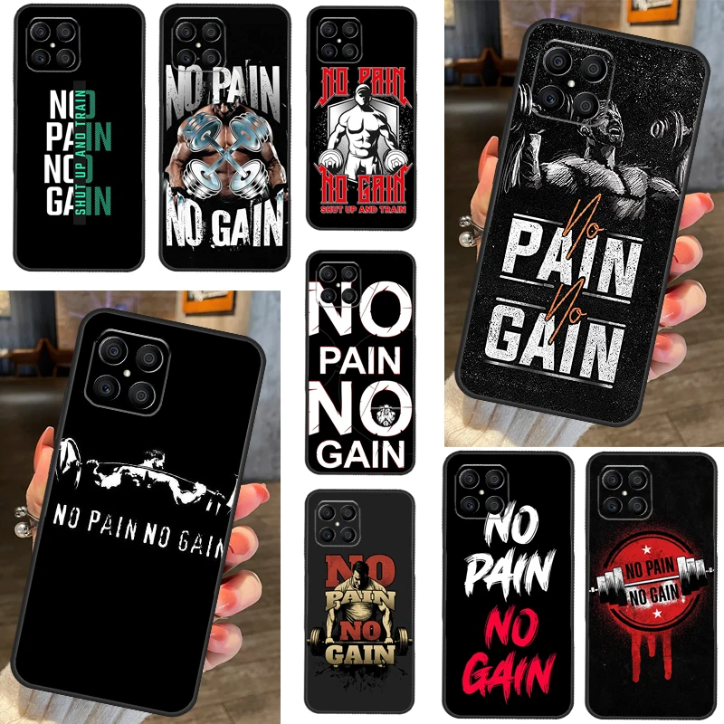 No Pain No Gain Gym Fitness Case Per Huawei P Smart 2019 Nova 5T P50 P30 Pro P20 P40 Lite Honor 70 50 X7 X8 X9A Cover