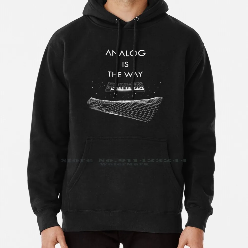 Analog Is The Way-White Hoodie Sweater 6Xl Cotton Novation Arturia Bass Station Mininova Ultranova Electronic Instrument Music