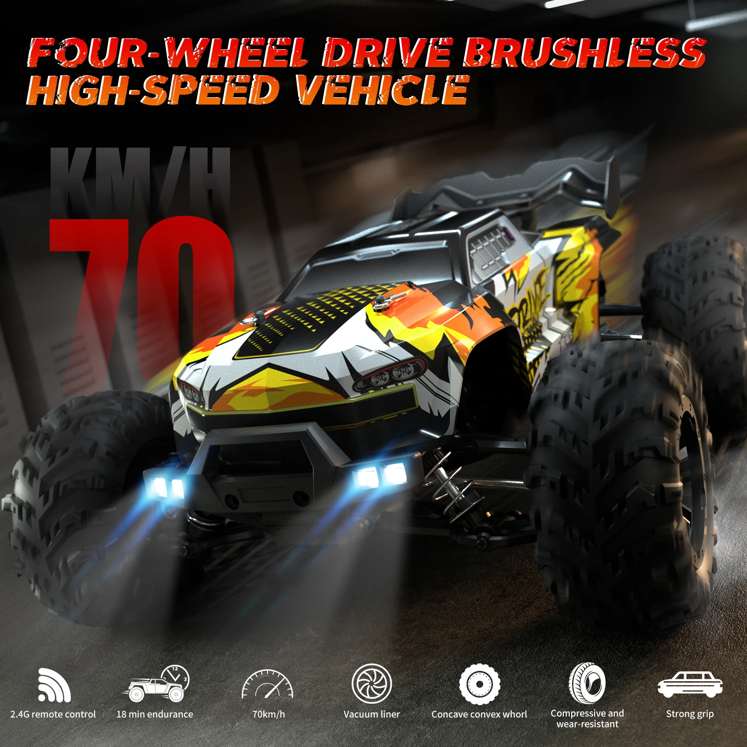 Daubb Auto Rc Cars Toys For Boys 1:16 4X4 Off-Road 4Wd Waterproof 80Kmh Fast Brushless Remote Control Buggy With Led Modellini Auto