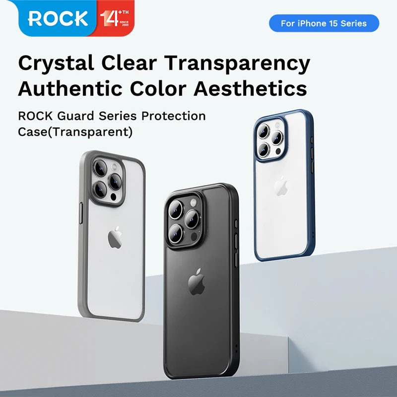 Per Iphone 15 Pro Max Custodia Rock Brand Ultra Sottile Crystal Clear Pc + Tpu Cover Posteriore Antiurto Iphone 15 Pro No Guscio Giallo