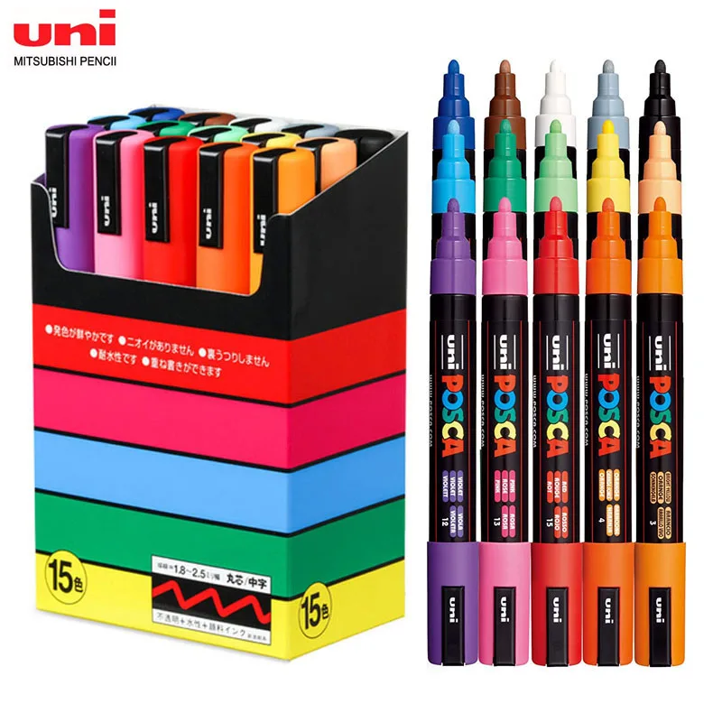 Uni 1 Pz Plumones Colores Posca Pc-5M Marcadores School Pennarelli Per Pittura Acrilica Affolided 5 Piedi