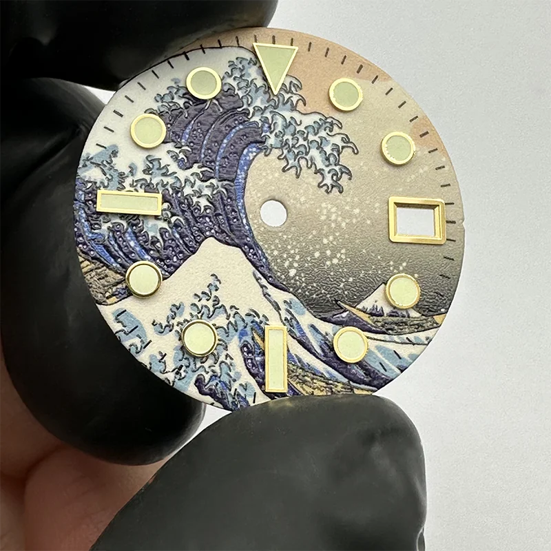 Kanagawa Wave Dial 28.5Mm Modificato Adattamento Seiko Watch Letteral Full Luminous Nh35/36/Muslimah