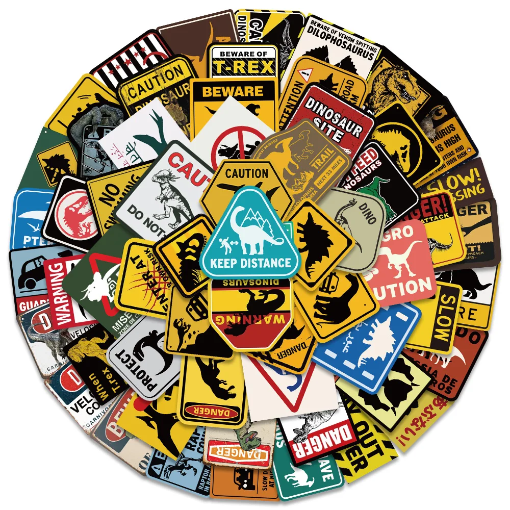 60 Pz/Pacco Jurassic World Signs Dinosaur Park Stickers Custodia Per Telefono Fai Da Te Valigia Skateboard Graffiti Stickers Giocattoli Per Bambini