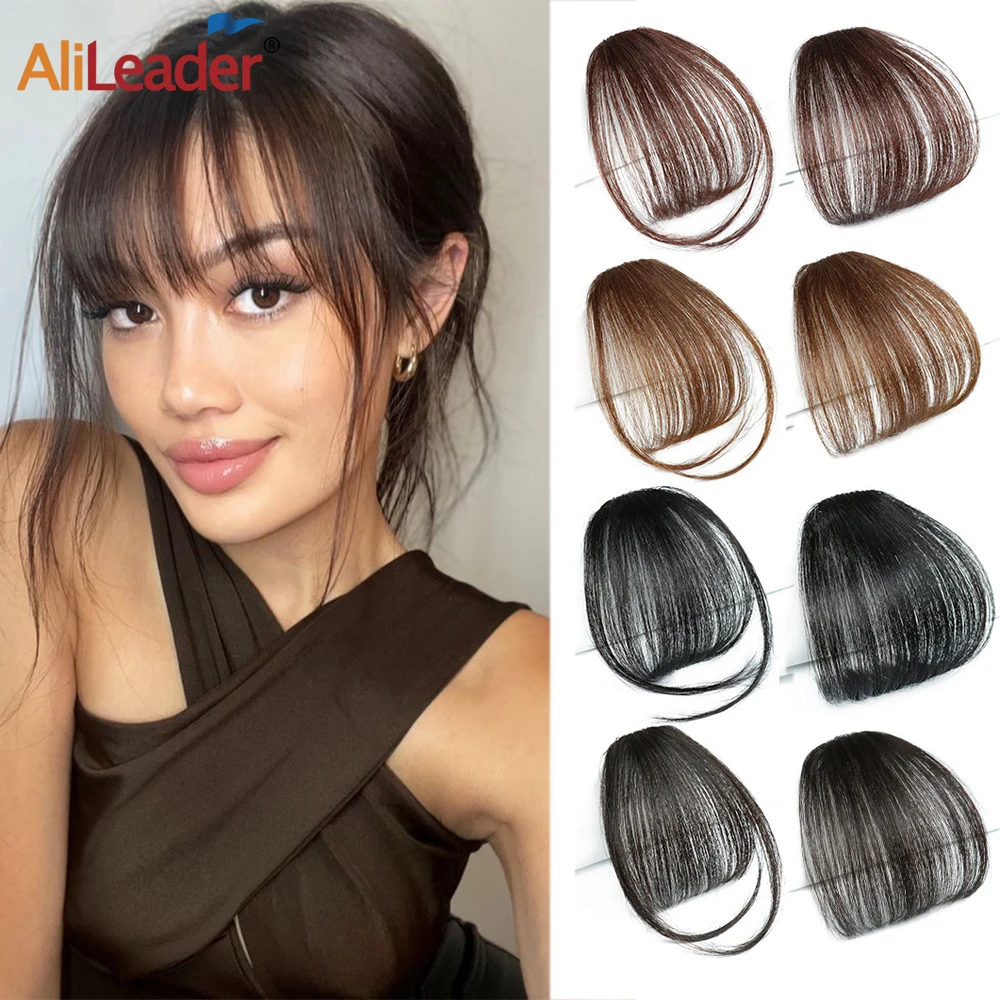 A Buon Mercato Fake Air Bangs Estensione Dei Capelli Sintetici Soft Light Air Hair Bangs Clip On Hair Extension Capelli Lisci Finti Frangia Frangia