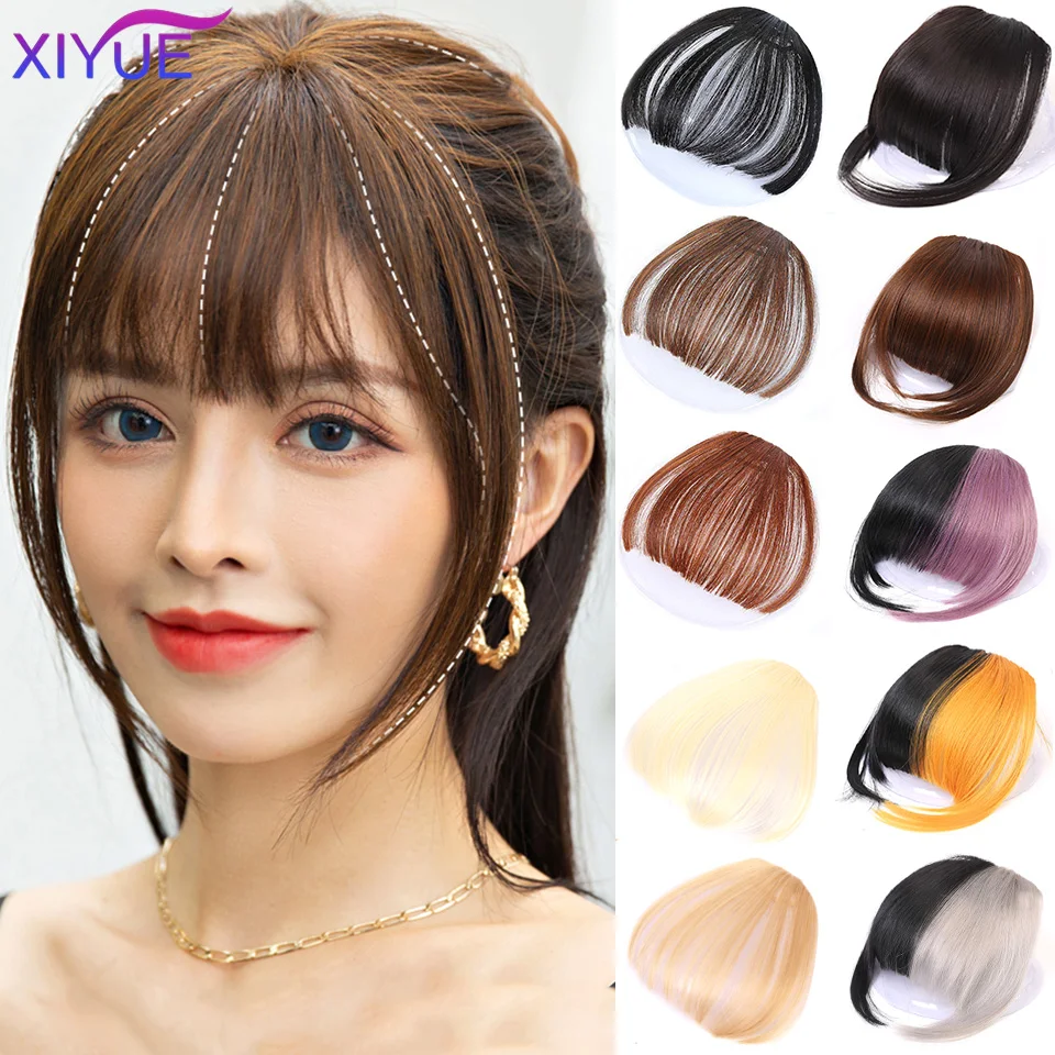 Xiyue Air Bangs Sintetico Fake Bang Hair Piece Clip Nell'Estensione Dei Capelli Frange Finte Bang Women Natural Air Bangs Clip On Bangs