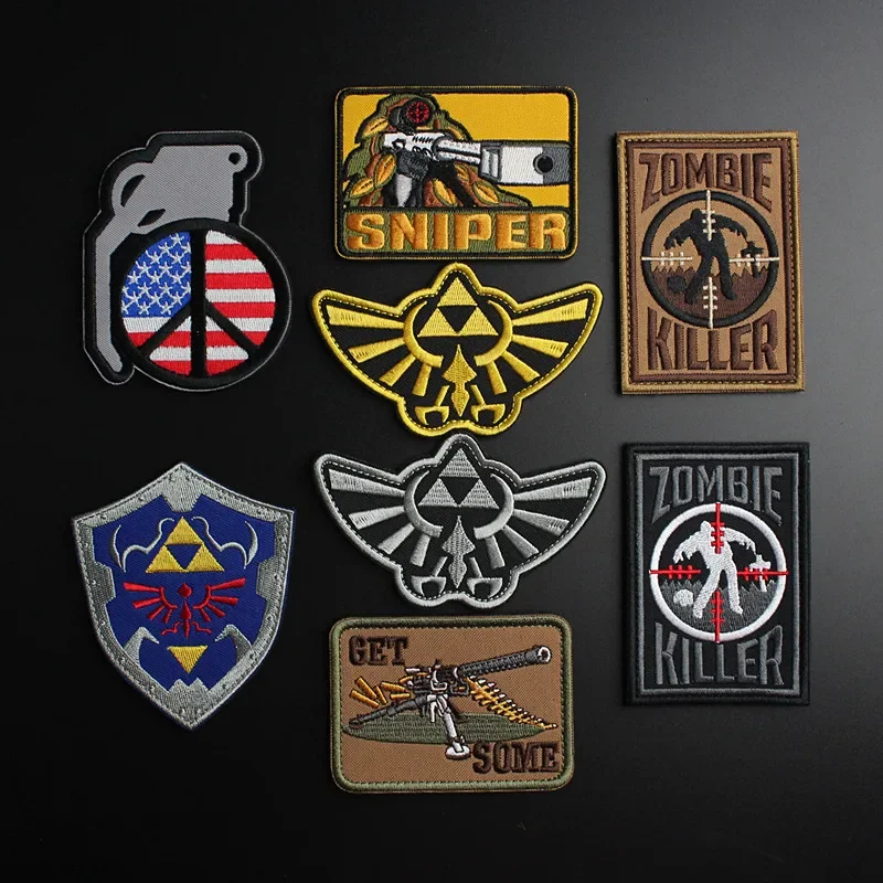 Zelda Periferiche Di Gioco Hailaer Royal Crest Silver Tactical Morale Badge Patch Da Ricamo Per Abbigliamento Hookloop Armband Sticker