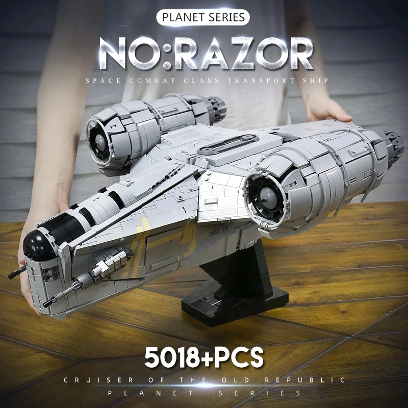 Mold King 21023 Moc Astronave The Razor Fighter Crest Star Ship Model Star Plan Building Blocks Airship Bricks Toys For Children