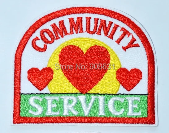 Girl Boy Club Community Service Red Heart Fun Patch Crests Badge Scout Guide