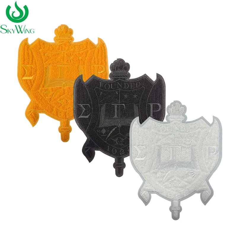 Nero E Oro Sigma Gamma Rho Shield Crest Ladies Of Greek Sgrho Sorority Ciniglia Iron On Patch Per Felpa