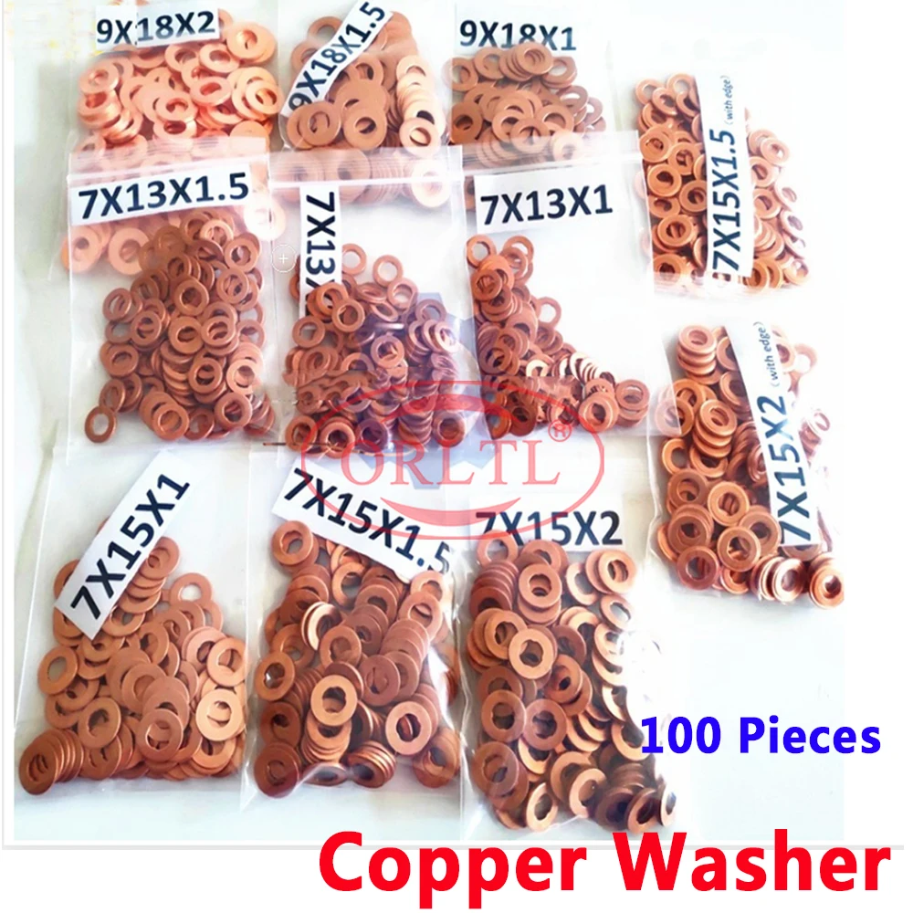 Ortll 100 Pz/Lotto Diesel Oil Fuel Injector Rondelle In Rame F00Vc17504 Ugello Automatico F00Vc17503 F00Vc17505 Per Bosch Delphi Denso