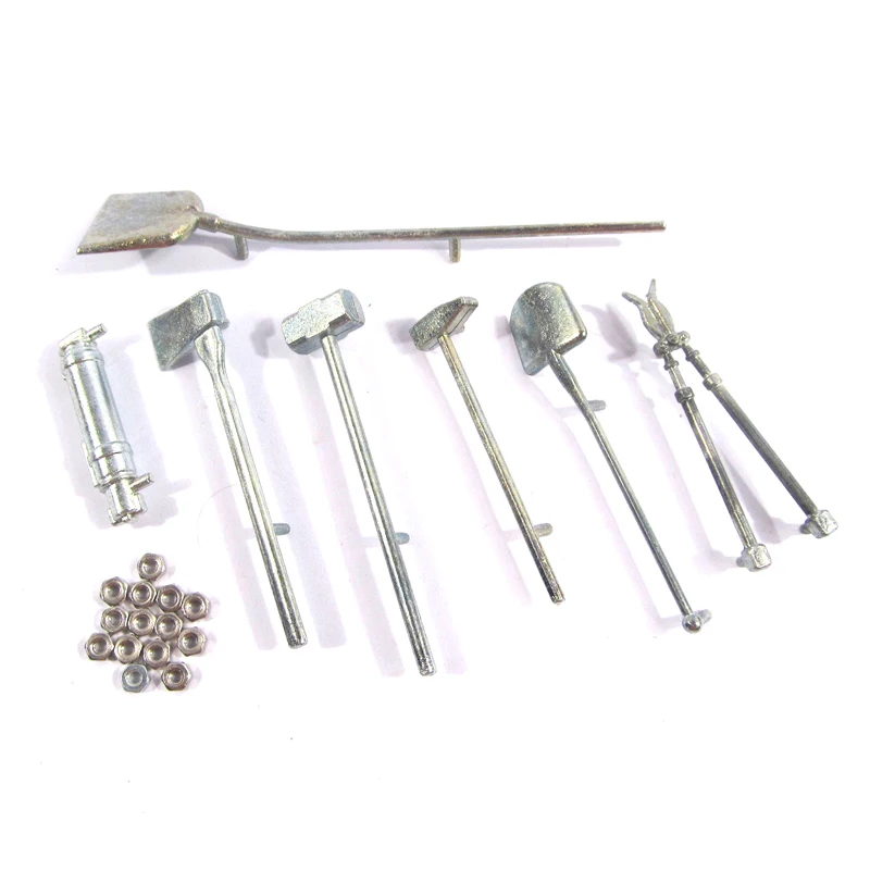 Mato Metal Tool Kit Per Heng Long 3818-1 1/16 1:16 Rc Germany Tiger 1 Tank, Pala, Martello, Ascia, Forbici, Estintore,