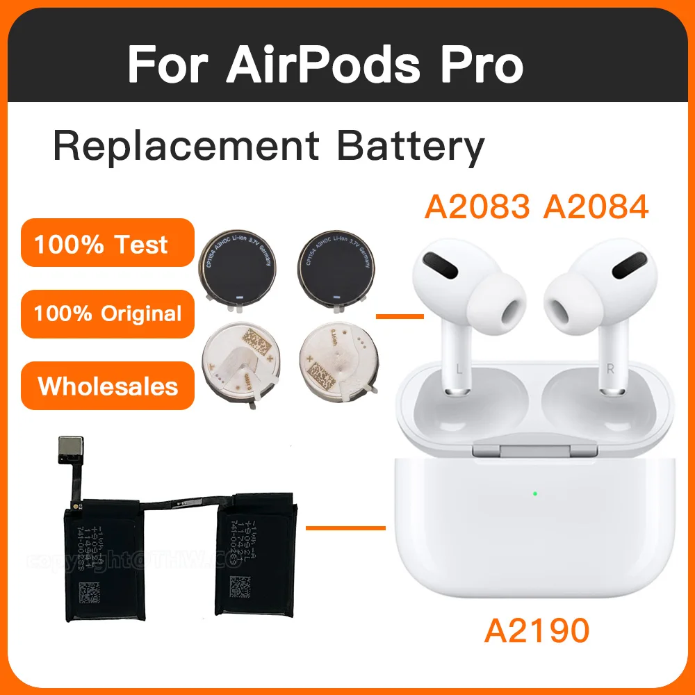 Batteria Di Ricambio Per Apple Airpods Pro, Batterie Ricaricabili, 100% Originale, Cp1154, A2084, A2083, A2190, Air Pods Pro