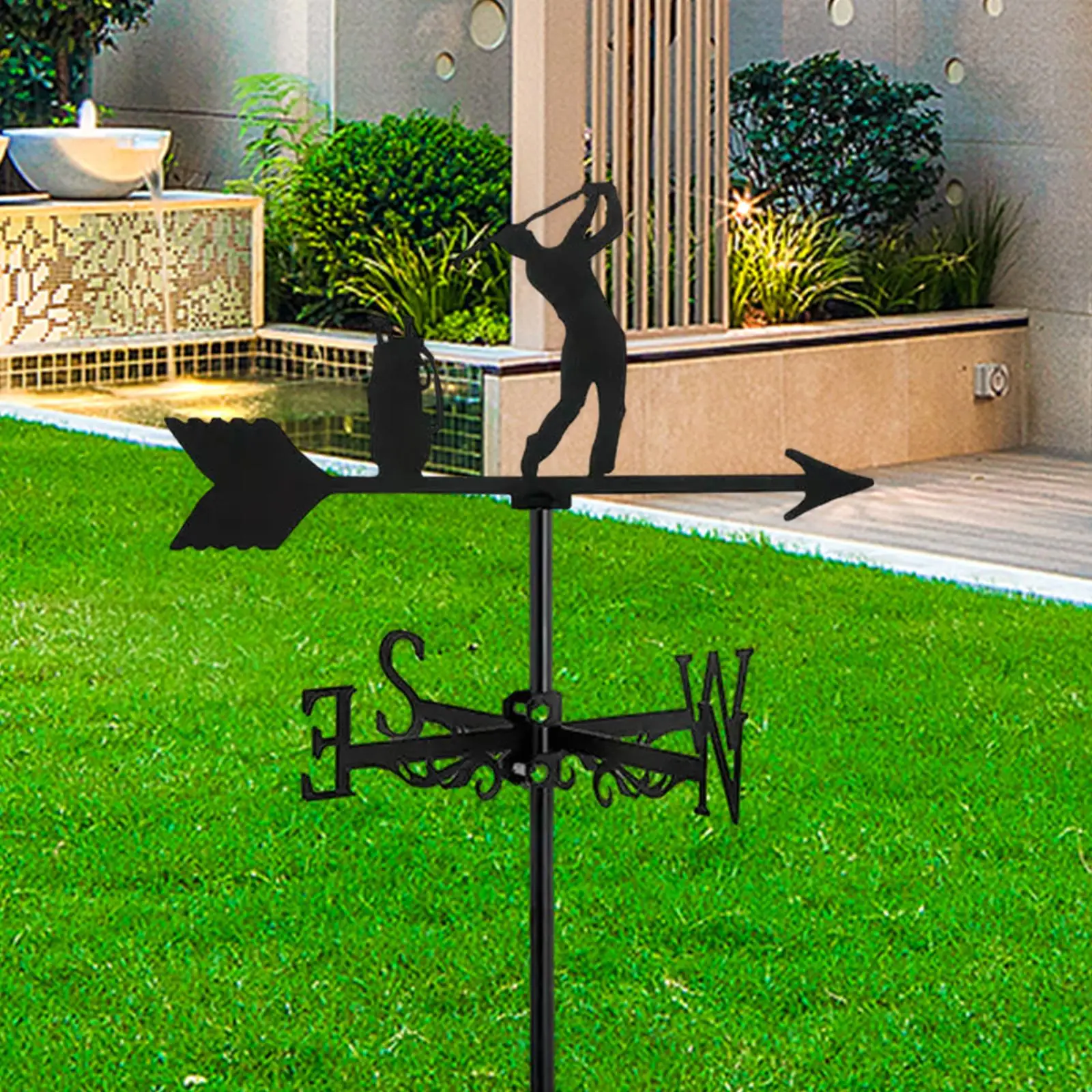 Golf Classic Black Weathervane In Ferro Battuto Per Fattoria Cottage Outdoor